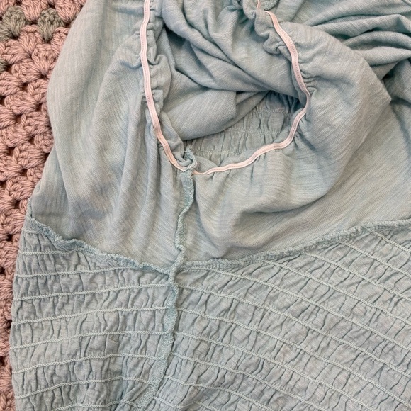 VGUC Torrid Cropped Top Women Sz 4X, Light Teal Shirred Short Sleeve Crop Top - Picture 12 of 14